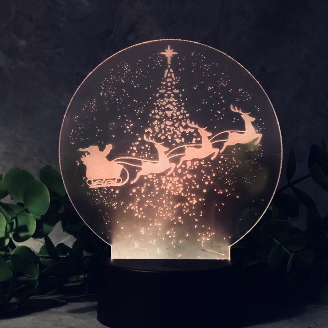 Bola con Árbol Trineo Led LáserChispa