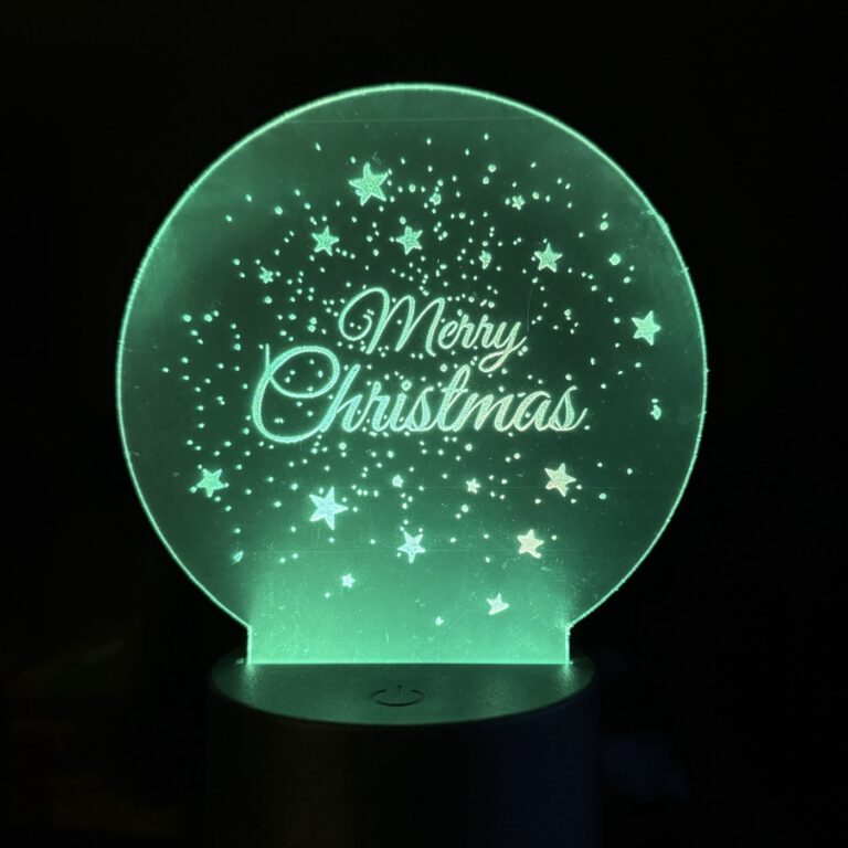 bola de led con texto MerryChistmas láserchispa