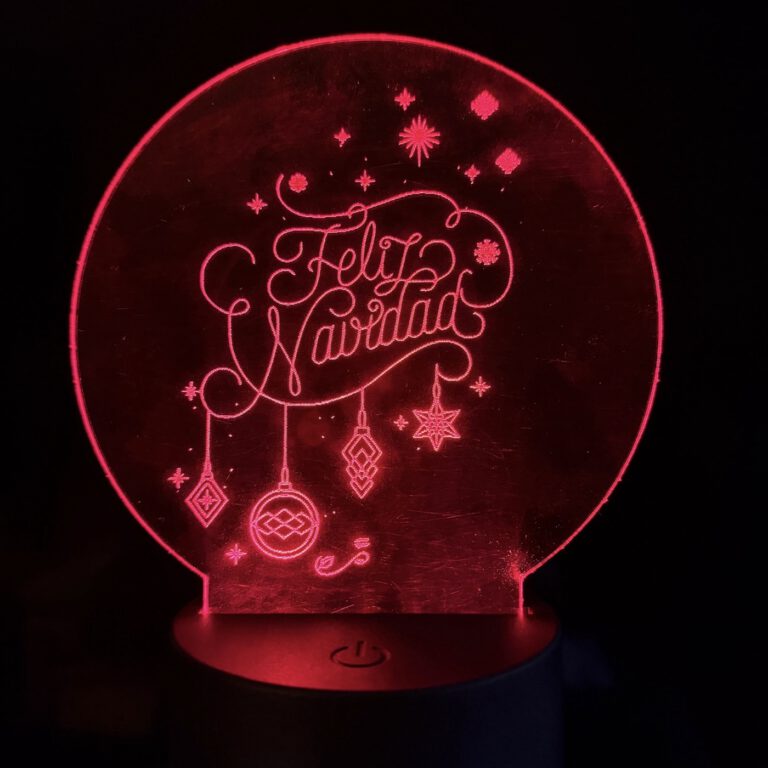 bola lámpara led con texto de feliz Navidad de #láserchispa