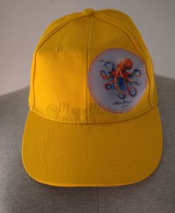 Gorra-Kid-Trnt-amarillo girasol con parche de pulpo de colores