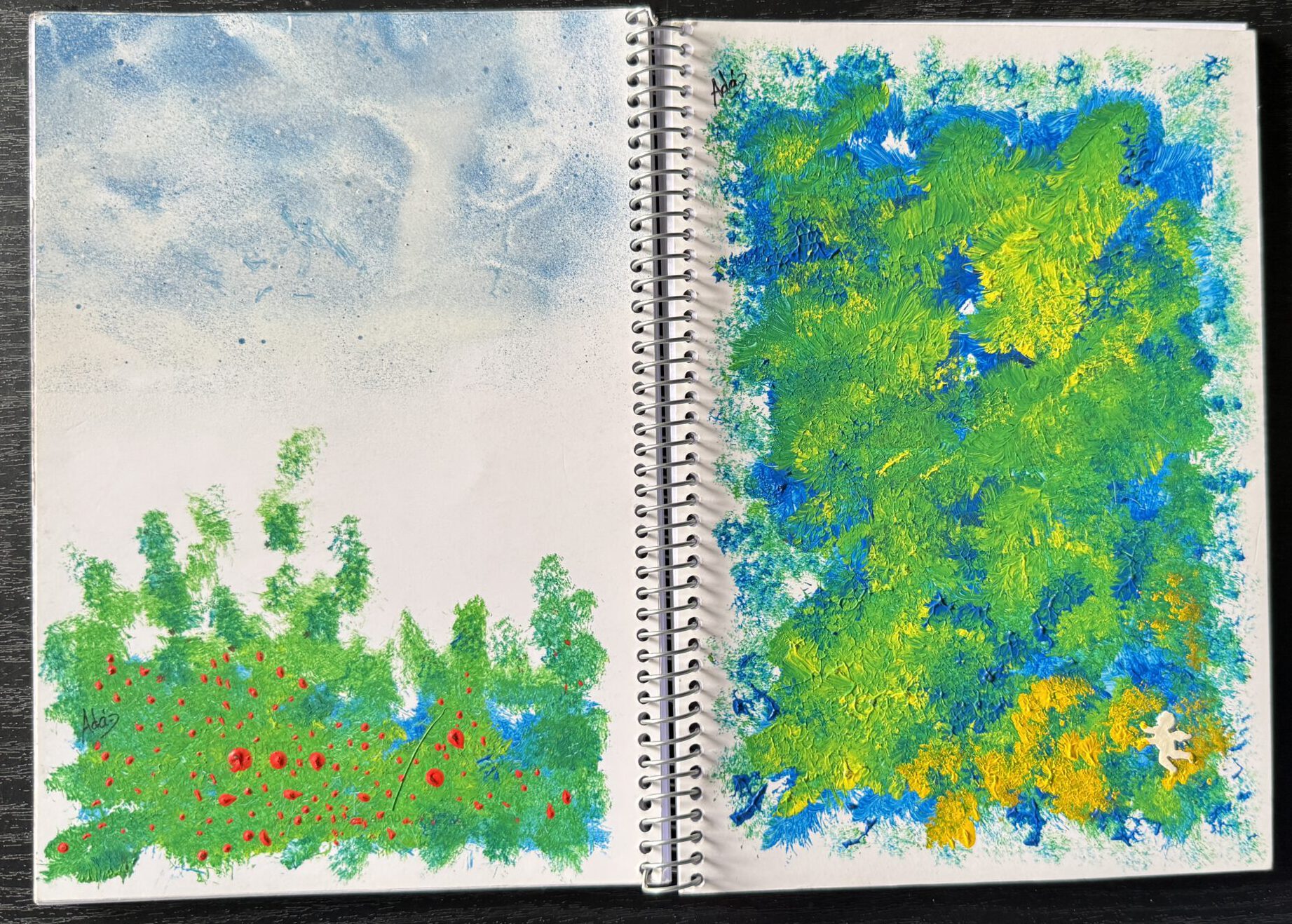 Libreta "Flores del campo". Espiral con hojas blancas lisas. A5