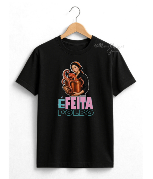 Camiseta básica negra (é) Feita Polbo byMaraMalg