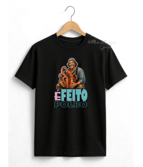 Camiseta básica negra (é) Feito Polbo byMaraMalg