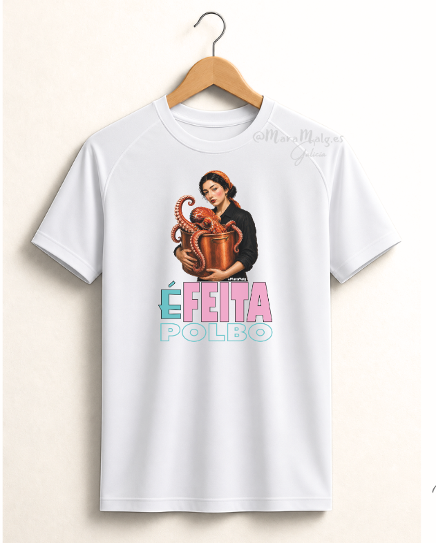 Camiseta técnica blanca (é) Feita Polbo byMaraMalg