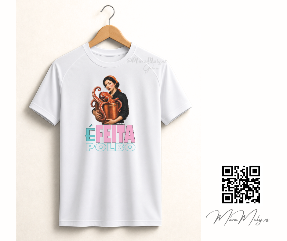 Camiseta técnica blanca (é) Feita Polbo byMaraMalg