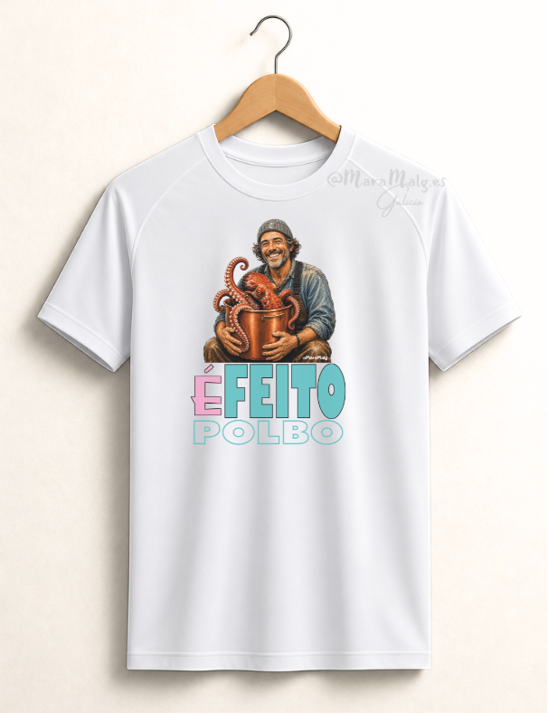 Camiseta técnica blanca (é) Feito Polbo byMaraMalg