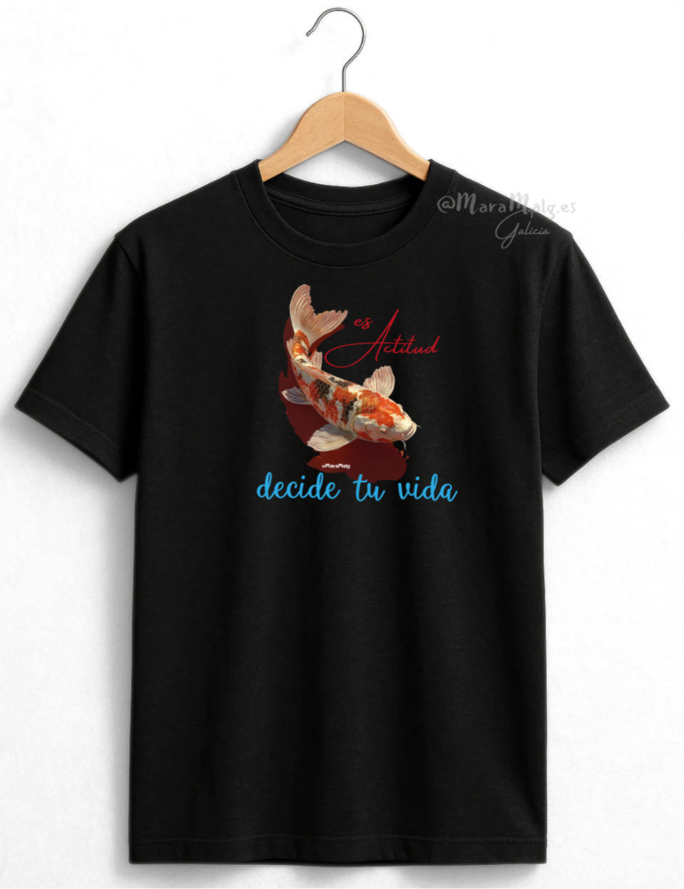 Camiseta diseño KOI sombra Actitud-ngr-MaraMalg