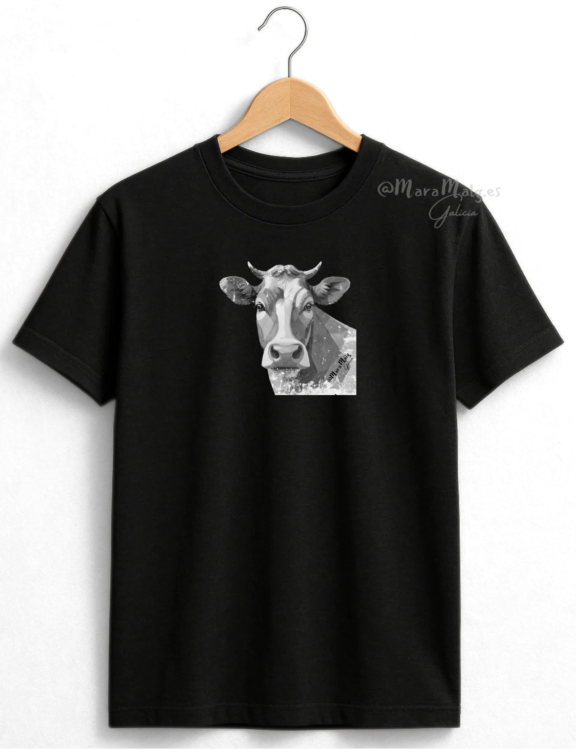 Camiseta diseño Vaca Blanco y Negro MaraMalg
